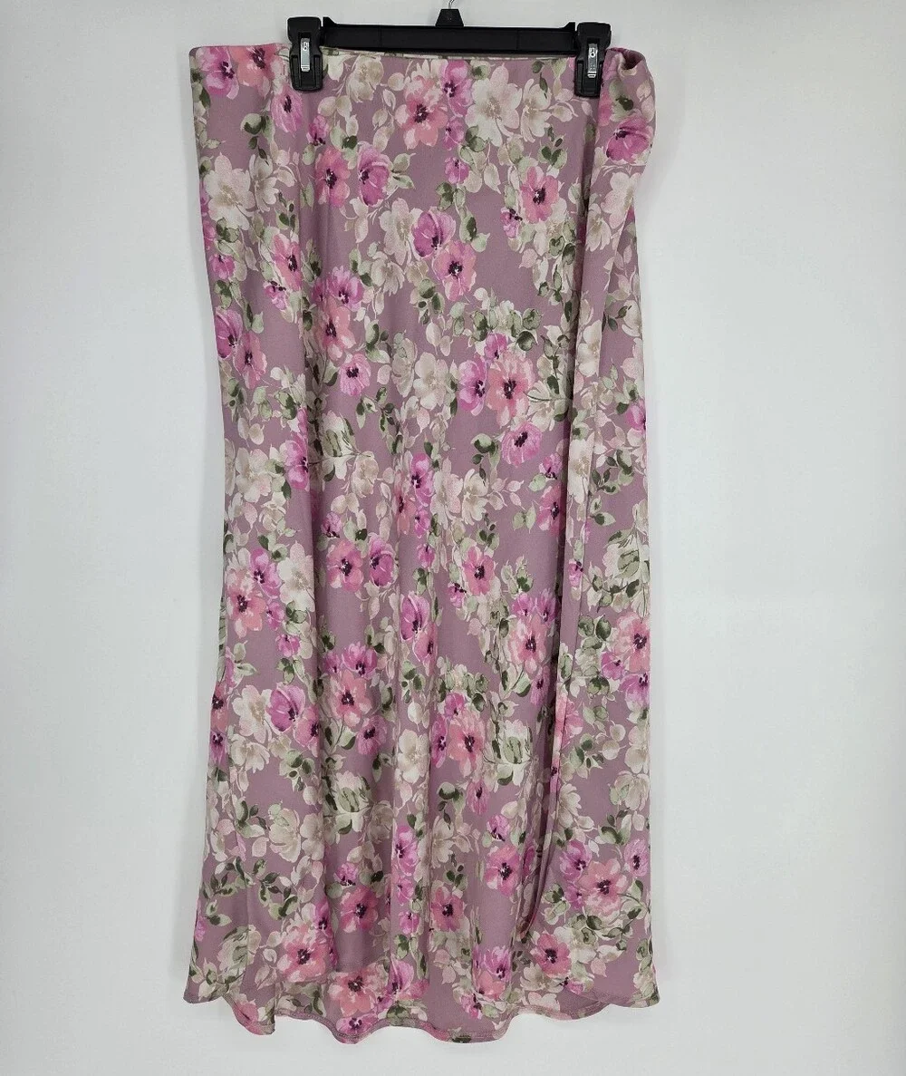 Fashion Nova Pink Floral Midi Skirt Size 3X